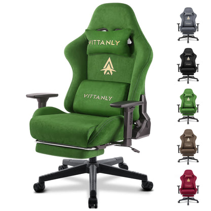 Kitinjoy Natural Suede Gaming Chair High Back Ergonomic Computer Chair With Footrest Reclining Adult Comfortable Office Chair